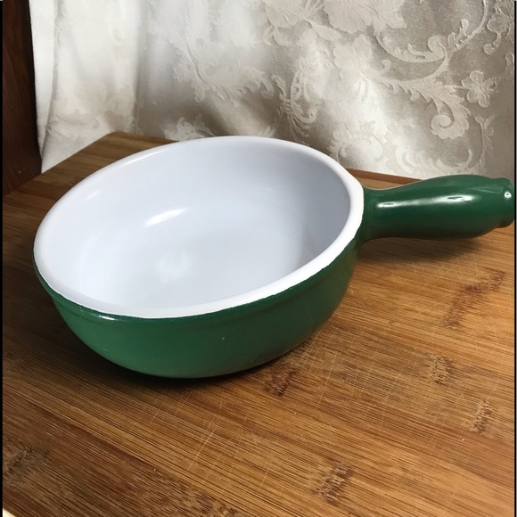 Kitchen Vintage Emile Henry Green Enamelware Skillet France 29 17